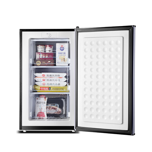 Royalstar vertical freezer household uniform cooling full temperature zone refrigeration small freezer breast milk storage cabinet first-class energy efficiency first-class energy efficiency 3-layer flip cover 96L LCD purple