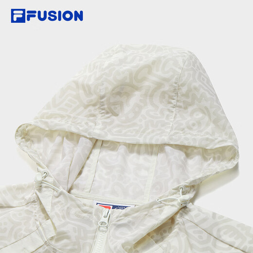 FILA FUSION Fashion Couple Woven Jacket 2025 Autumn New Sunscreen Cool Hooded Top Cloud White-WT 3XL 190/108A/XXXL