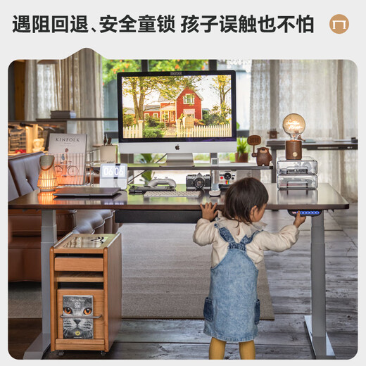 Lege Government Subsidy Black Warrior MAX Gaming Desk Electric Lift Computer Desk Standing Office 1.4m Gray Wood Grain