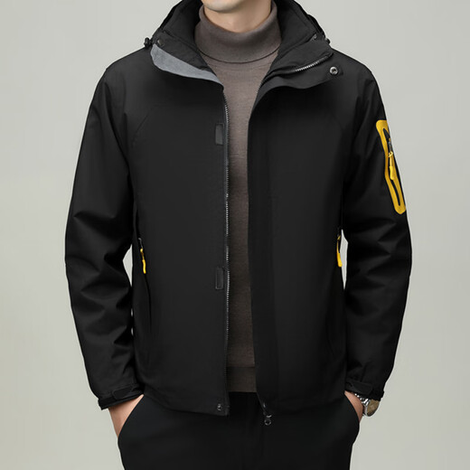 
Classic car three-in-one jacket men's autumn and winter outdoor sports mountaineering casual fashion men's hooded jacket trendy suit GP9902 gray 2XL