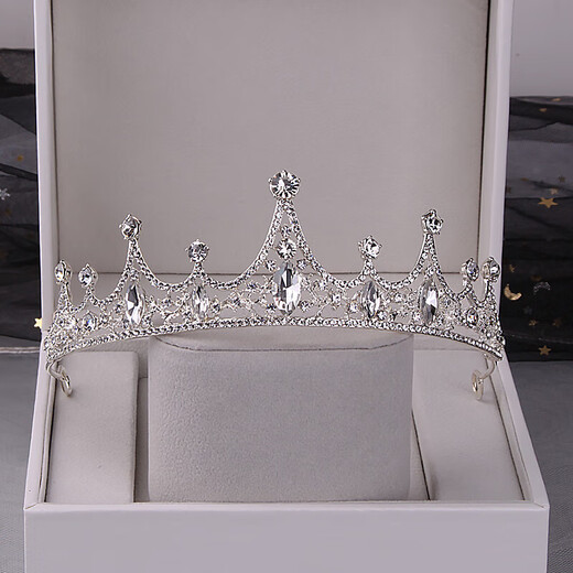 Shijun (SHIJUN) Crown Tiara Birthday Korean Princess 18-year-old Bride Super Fairy Adult Ceremony Accessories Headband Queen Crown Internet Celebrity Y-012 Silver Gift Box + Self-Lighting Light after Opening the Cover
