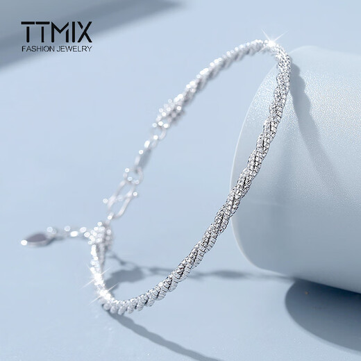 TTMIX new Chinese twist PT950 bracelet chain platinum fashionable oval platinum bracelet for girlfriend 11.7-11.9g thick 2.7mm