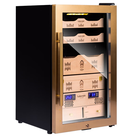 LUBINSKI cigar cabinet, high-precision constant temperature and humidity, special electronics for naked eggplant cultivation, can hold about 300 pieces, metal door frame-222-48L