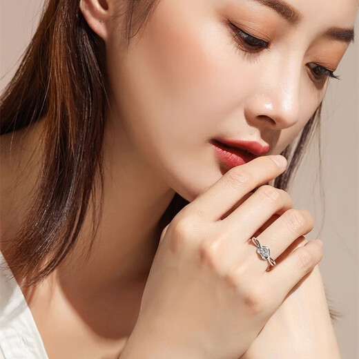 Stephen's birthday gift, diamond ring, platinum ring, platinum couple ring, engagement ring for girlfriend, light luxury style Ag, engraved SF Express next day delivery, light luxury style, heart-shaped Ag