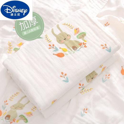 Disney Disney baby type A gauze bath towel newborn baby super soft pure cotton towel absorbent summer new style 4 layers Rabbit Paradise 110*110cm high density and precision