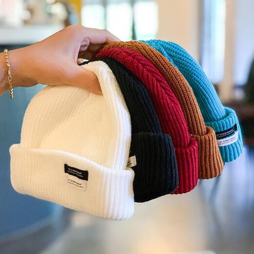 Hjzh Hut Herren Herbst und Winter vielseitig viel kalte Hut gestrickt Melonleder Hut