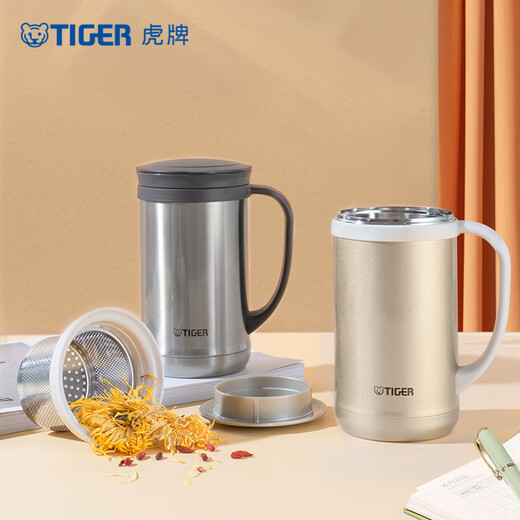 TIGER thermal insulation cold cup tea filter cup office cup CWM-A050-XC stainless steel color 500ml