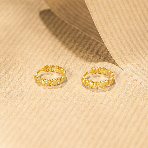 Saturday Fortune (ZLF) yellow 18K gold earrings for women, love earrings, gold simple fashion earrings for girls, a pair of earrings