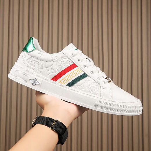VERSACE JEANS COURTURE Fan Jia F Sizhe genuine leather casual lace-up high-end board shoes low top business high-end sports versatile breathable and odor-proof M9922 white and green single layer 39