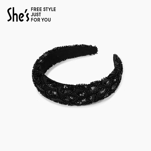 She s Akiko Barbie handmade beaded high skull wide hairband light luxury hairpin headband hair accessories birthday gift for girlfriend black G0