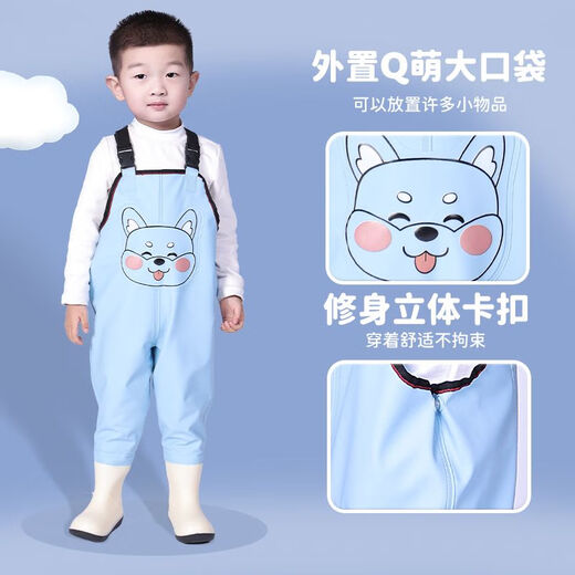 Xushansi Children's Water Play One-piece Waterproof Kindergarten Waterproof Clothes for Catch the Sea Children's Rain Shoes for Catching Fish Men's and Women's Rain Pants Orange - Children's Overalls with Pockets M 26 Shoe Inner Length 17C