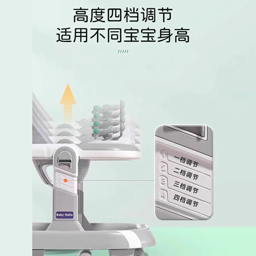 德国婴儿学步车助步车防o型腿新款多功能宝宝儿童可坐推起步 灰餐盘+音乐+推把+伞+脚垫