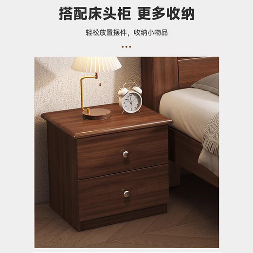 AOVIELOAN Chinese solid wood bed 1.8m double bed master bedroom economical simple 1.5m single bed home 1.8m thickened bed walnut color single bed 1.5*2m promotional model