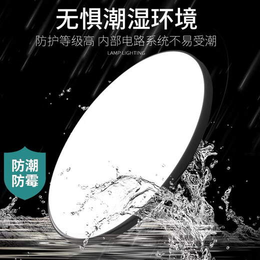 Soyada LED ultra-thin tri-proof lamp, ceiling lamp, bedroom light, balcony aisle corridor light, Zhongshan lamp, tri-proof round 48CM white light 72W (black frame) master bedroom