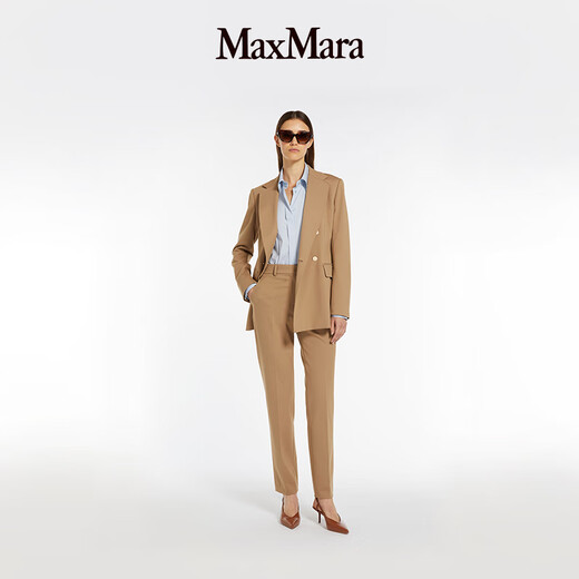 MaxMara 【臻选惠享】春夏女装双排扣针织夹克外套6911014106 驼色 34
