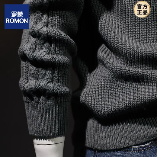 ROMON 2025 Autumn and Winter Round Neck Cotton Sweater Men's Autumn and Winter Warm Sweater Men's Thickened Winter Wool Clothes Retro Color M Recommended 110-120 Jin Jin equals 0.5 kg