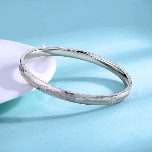 Yuan Shengfu's new PT950 high-quality fixed mouth gourd platinum bracelet, women's fashionable platinum bracelet, 15.30g, ring 58mm