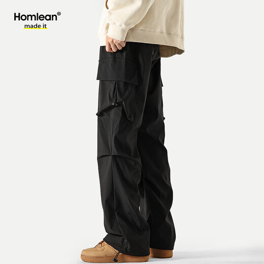 Pantalones de trabajo de paracaidismo funcional americano de homlean Nicho suelto de primavera y verano Nicho de senderismo informal S6603 Negro 3xl