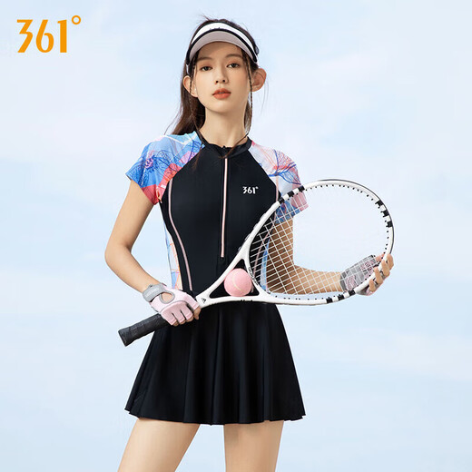 361 Swimsuit for women, conservative one-piece skirt style, large size, covering the flesh and showing slimming, women's swimsuit, hot spring beach swimsuit, sun protection and breathable