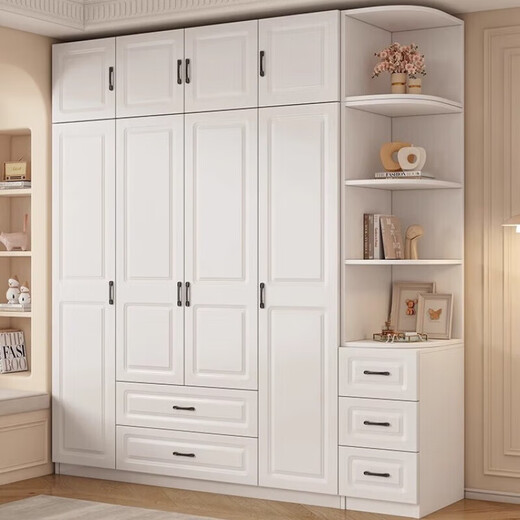 Shengchun package installation wardrobe bedroom flat door simple wooden storage practical European style large wardrobe 160*180*50 main cabinet four doors
