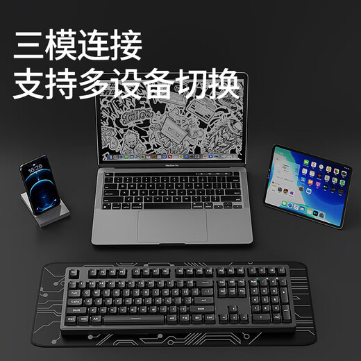 UnoooZ108 Cherry Cherry Switch Wireless Mechanical Keyboard Mouse Set Wired Bluetooth Three Modes Customized RGB Game Esports Office Side Engraving DIY Computer Notebook Special Black-Wireless Bluetooth Wired Three Modes-108 Key RGB Version German Cherry MX Black Switch