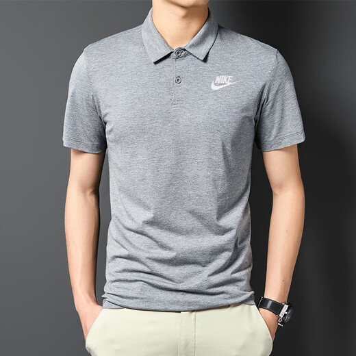Nike (NIKE) short-sleeved T-shirt men's 2023 summer new sportswear knitted breathable lapel POLO shirt top CJ4457-686 CJ4457-063 gray 2XL