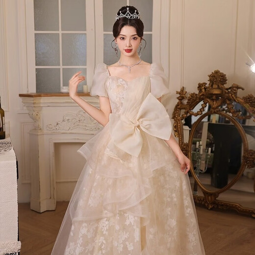 Libaixin abendkleid hell Luxus Nische High-End-Bankett weibliche Temperament High-End-Gefühl Schöner Kunstprüfungshost Jahrestreffen für Erwachsene Geschenk Champagner Farbe XL Vorschlagen 115-120jin [Jin ist 0,5 kg]