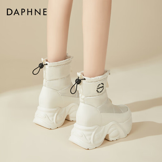 Daphne (Daphne) verdickte kalte Nordost-Schneestiefel für neue Wintermode warme Kurzstiefel für Frauen große Baumwollschuhe dicker Baumwollstiefel Beige plus Velvet 36
