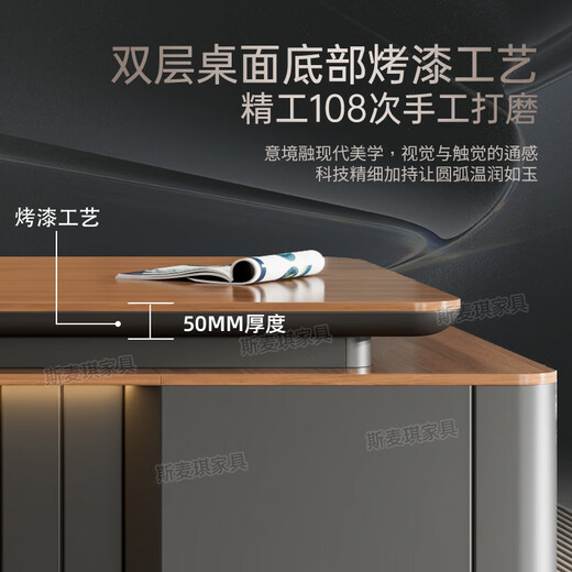 Simaqi boss desk light luxury high-end modern simple paint executive desk president desk office furniture manager desk 1.8 meters single cabinet boss desk ordinary desktop