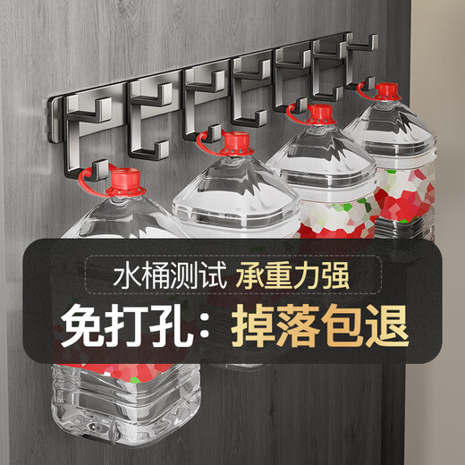 Tiandiyu (TDYU) behind-the-door clothes hanger, wall hook, hole punching in the wall, bedroom entrance door clothes hook, high-end clothes hanger, gun gray, double row, five hooks = 10 hooks