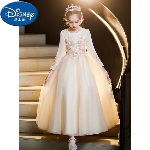 
Disney girls dress princess dress birthday children host performance dress flower girl wedding girl piano playing evening dress 683 blue plus velvet long sleeves Subscribe [Fur collar] 110cm 22-32