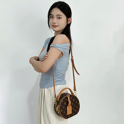 纪诗哲轻奢品牌包包女包女士单肩包斜挎手提小圆包送女友老婆生日礼物侈 印花咖啡色 精美礼盒/礼物