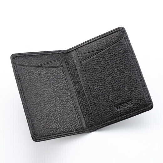 The9 (V.NINE) card holder, business card holder, thin leather retro driver's license holder, bank card holder, birthday gift for husband, boyfriend, Valentine's Day gift, mini ID bag, compact, ultra-thin New Year's gift, black for men and women