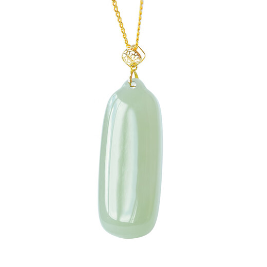 Liangxue <Ji Yan> Natural Wu Shi Brand Hetian Jade Pendant Women's 18k Gold Buckle Genuine Jade Jade Necklace Zhongqing Jiyan> 18K Gold Buckle Free Silver Chain (Included)