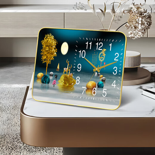 Table clock table clock home desktop desktop clock living room light luxury display atmospheric table clock simple pendulum clock clock ornaments Jiahe Wanshixing FX20*30 cm table clock table
