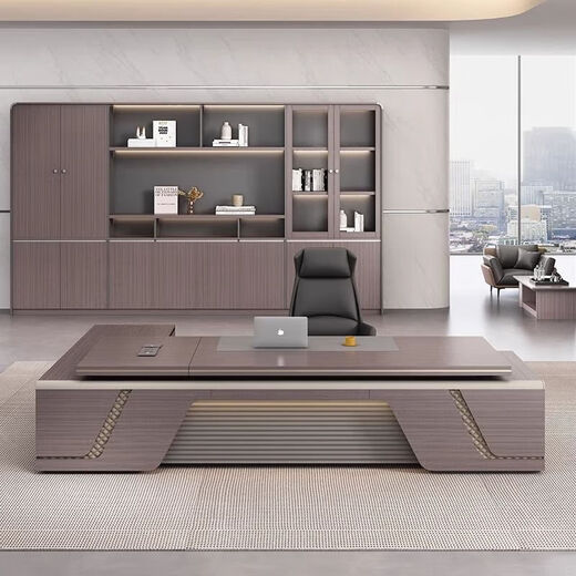 Fashionable and light luxury boss desk executive desk simple modern chairman office desk and chair light luxury desk 2.0m boss desk + multimedia cable box