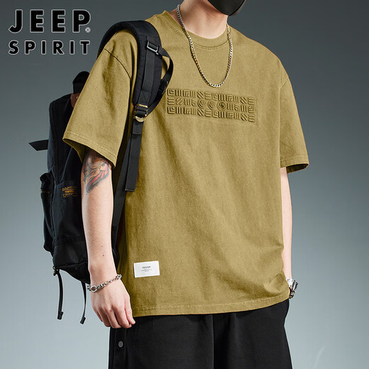 Jeep Spirit Jeep Kurzärärmelte T-Shirt Herren Sommer High-End-Herrenreine Baumwolle halbärmelige Basishemd Trendy Marke Top Heavy T-Shirt