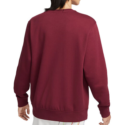 Nike (Nike) Sweatshirt-Jacke für Männer 2024 Frühlings- und Herbst-New Sportswear plus Samt warmer runder Nackenpullover FN2611-010 FN2611-677 Rote Innenfutter XL