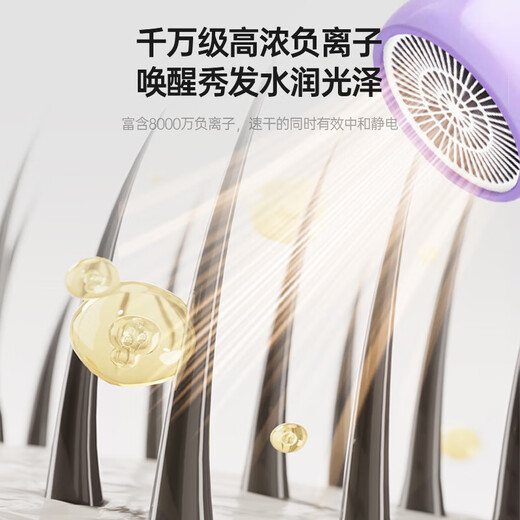 Kangfu hair dryer household negative ion high power hot and cold wind strong wind quick drying hair dryer hair dryer for boys and girls travel dormitory KF-3158 1600W Purple