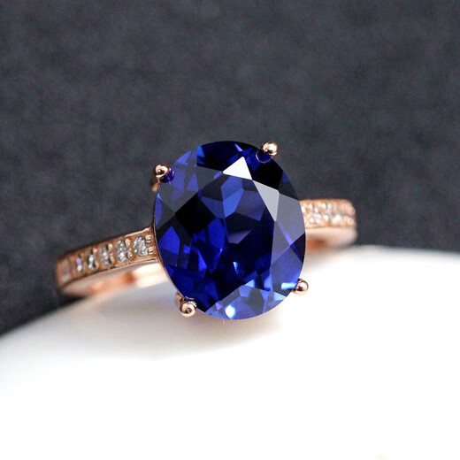 High quality tanzanite sapphire ring, simple women's model, tanzanite white gold (main stone 6X8mm)