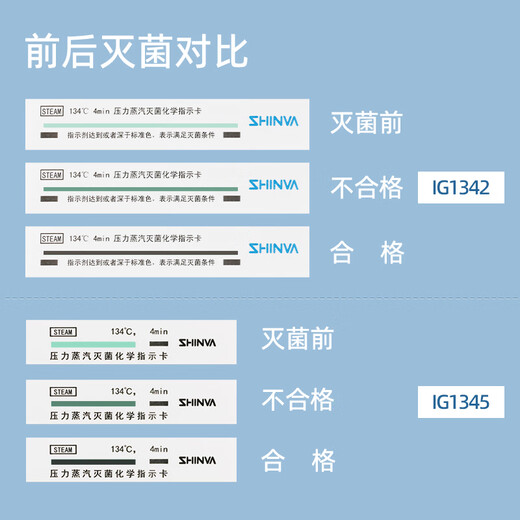 新华医疗（shinva）新华牌134℃度压力蒸汽化学指示卡IG1342/1345-T消毒指示卡 【IG1345-T】 200片/盒