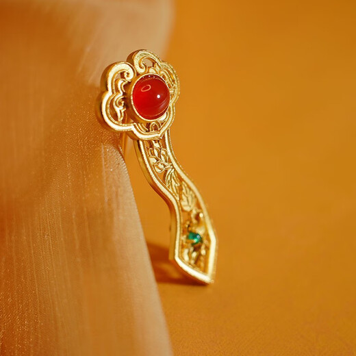 Tongrubi old Phoenix national style persimmon persimmon south red Ruyi hairpin filigree chiseled peony lace clip Chinese style palace everything goes well hairpin
