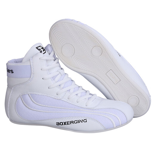 Jingpai professional wrestling shoes men and women training shoes Sanda shoes free fighting shoes fighting low top special Muay Thai shoes boxing shoes ultra-fiber professional black 44