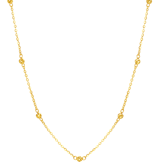 Saturday Fortune Yellow 18K Gold Necklace for Women Car Flower Bead Color Gold Necklace for Women C0513083 40+5cm Birthday Gift