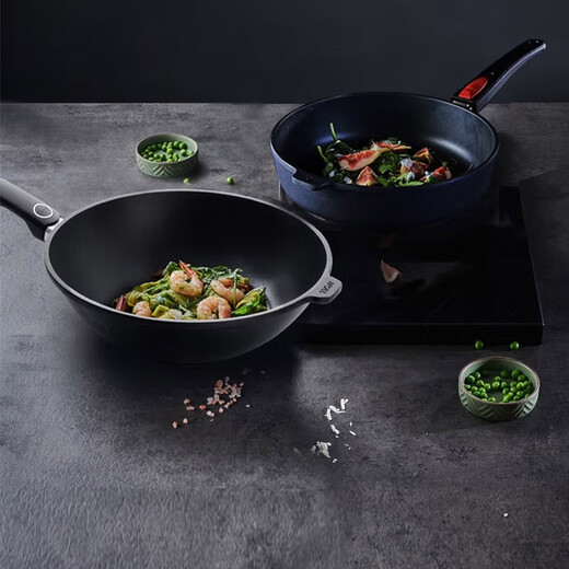 WOLL German-made non-stick premium diamond wok 32cm flat-bottomed frying pan household wok imported pots premium XR wok 30cm + frying pan 2-piece set