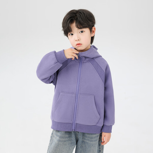 Zuoxi Boys 'Mabe's Children's Sports Cardigan Hooded Top 2025 New Boys Automne Clothes Purple 140