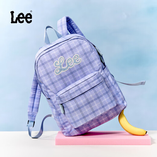 Lee格纹双肩包小辣李嘉琦同款轻便时尚书包大容量格子短途旅行背包