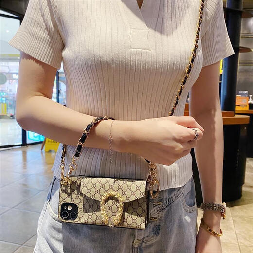 
Tongrubi trendy brand wallet Apple 14 mobile phone case 13promax chain 12Promax crossbody 11 women xs67/8plus luxury khaki Baccarat card bag chain portable Apple 13