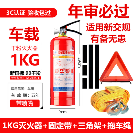 Taoya vehicle-mounted fire extinguisher 1KG household use 2KG portable dry powder national standard car annual inspection private axle vehicle 1KG dry powder fire extinguisher (national standard) vehicle use