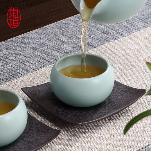 Dongdao Ru Kiln Henan Heritage Tea Cup Ceramic Kung Fu Tea Set Master Cup Ru Porcelain Sky Blue Fuyuan Cup Gift Box 2025 Sisnake Style